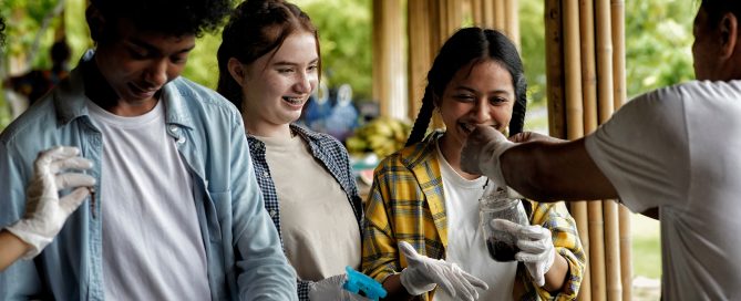 studenten aan het werk zijn met prut
